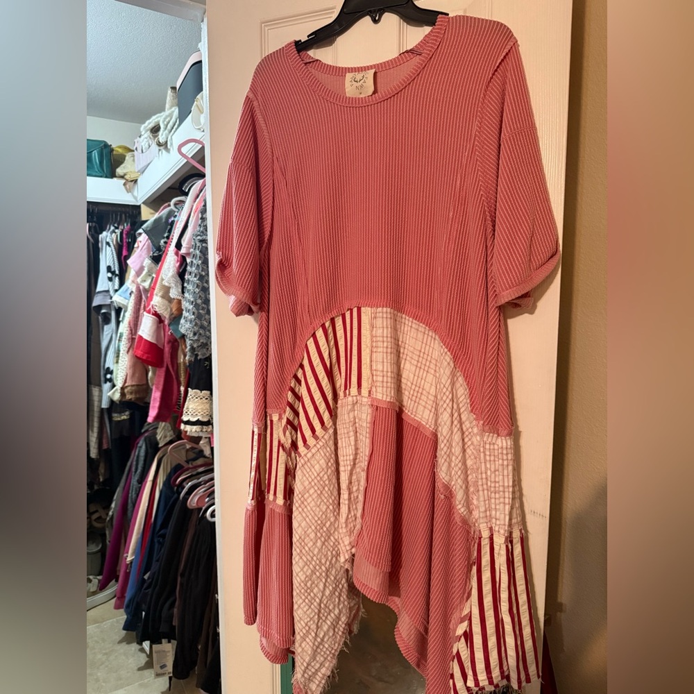 Fantastic Fawn Pink and Cream Patchwork Tunic